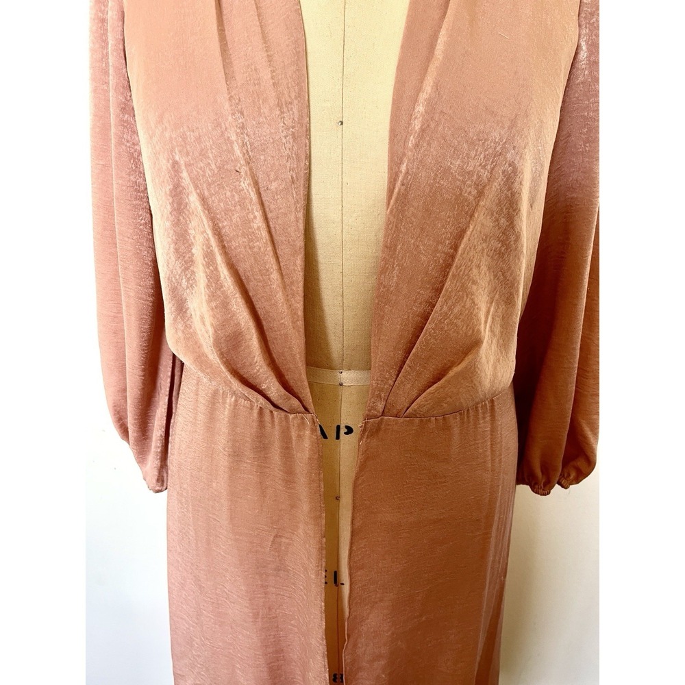 Gal Meets Glam Duster Size 12 Shimer Dusty Rose Flirty Ruffle NO BELT